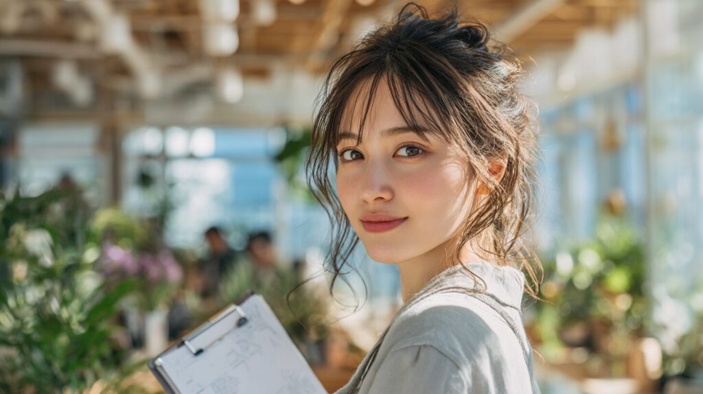 書類を持ちながら前向きな表情を見せる女性のイメージ。女性の転職で有利な資格や、資格なしでも転職を成功させる方法を紹介する記事のアイキャッチ画像。