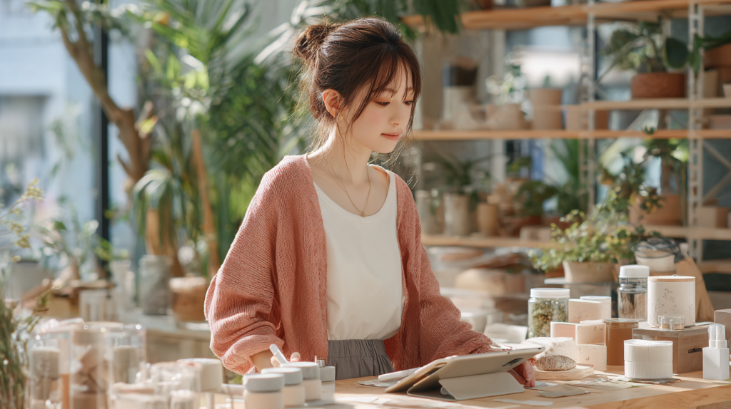 副業で手に職をつけたい女性が仕事やスキルを比較検討するイメージ
