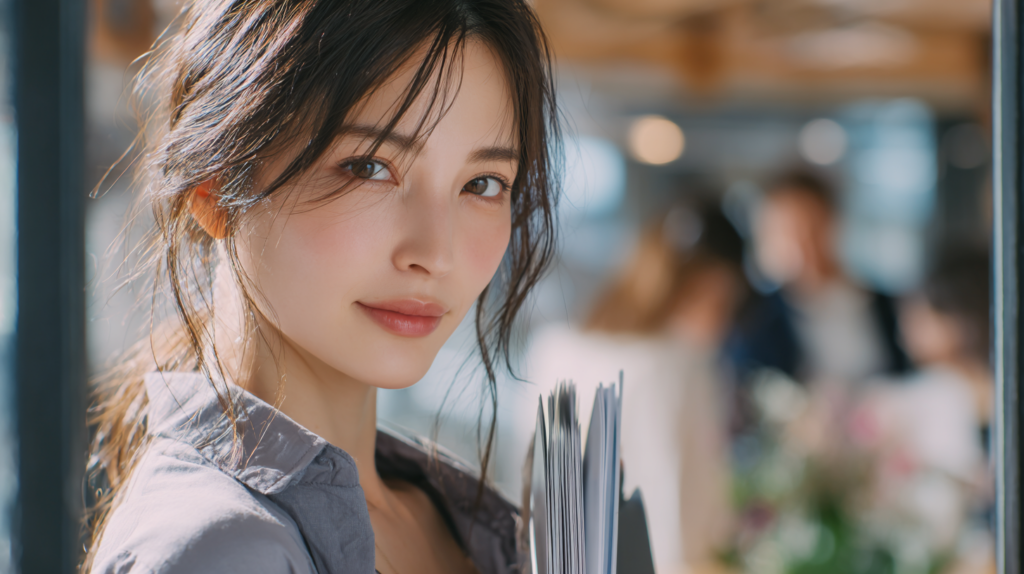 転職の年収交渉をするか迷い、条件を確認する女性。年収交渉せず承諾するか検討する様子
