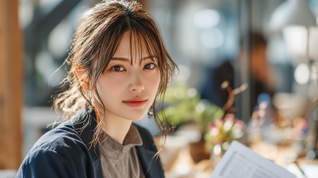 転職時の年収交渉について検討する女性。希望年収だけでなく手当や賞与などの条件を確認する様子