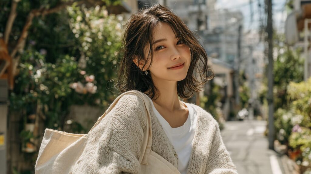 自然な表情で前を見つめる女性のイメージ。やりたい仕事が分からない女性に向けて、自分に合う仕事の見つけ方を紹介する記事のアイキャッチ画像。