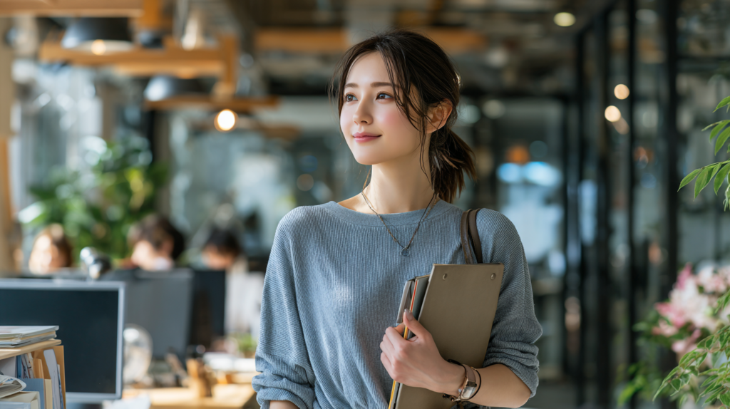 時短勤務によるキャリアへの不安を抱え、今後の働き方を考える女性