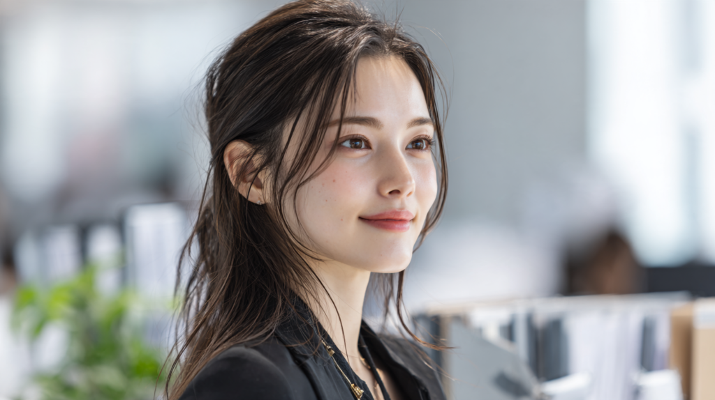 事務職の実績を振り返りながらキャリアプランを考える女性